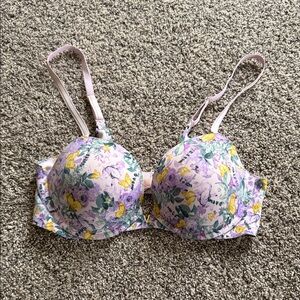 Victoria's Secret Purple and Yellow Floral Bra Push up